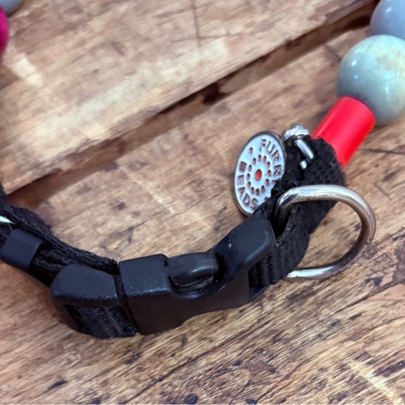 10” Furry Beads Pink, Grey and Green Dog Collar. - Picture 3 of 4